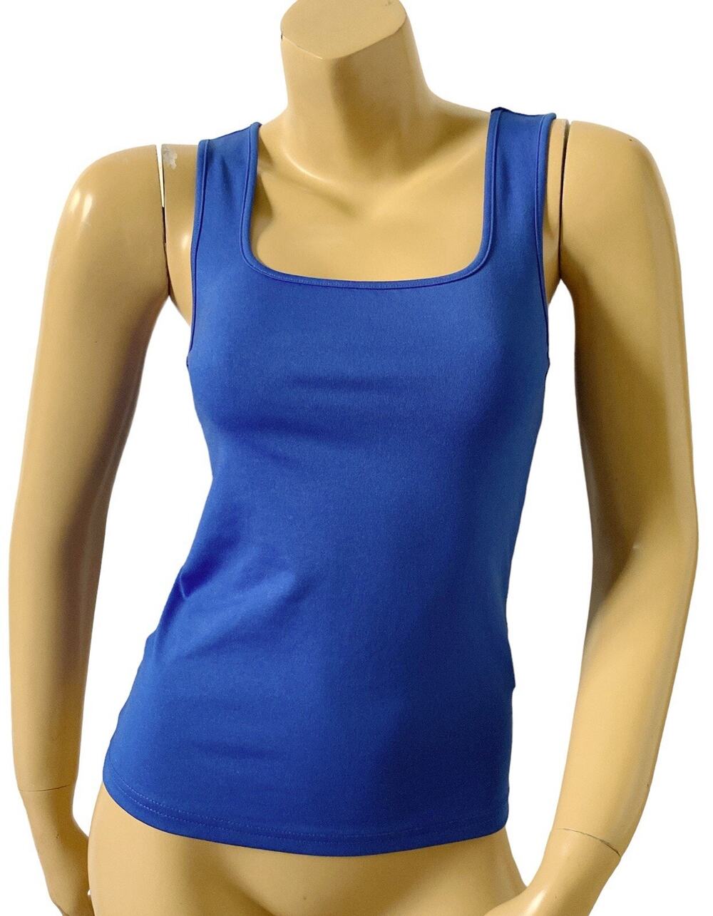 Shein Basics Tank Top Womens XS Blue Square Neck Sleeveless Stretch NWT